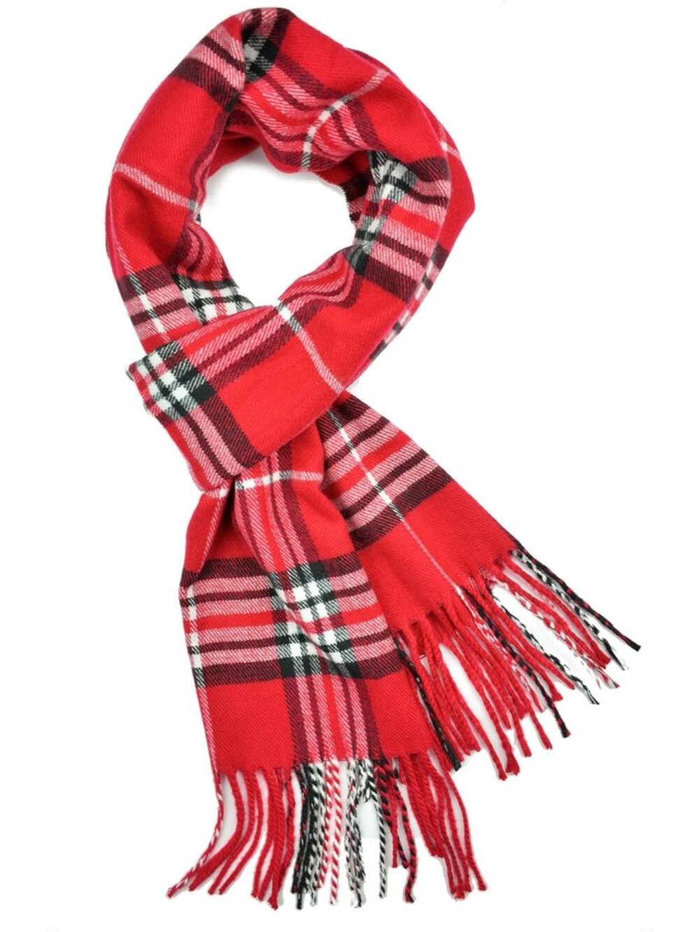 Unisex Red Plaid Plum Feather Super Soft Luxurious Cashmere Scarf